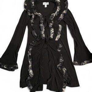 Joseph Ribkoff Black Cardigan with Textured Trim
